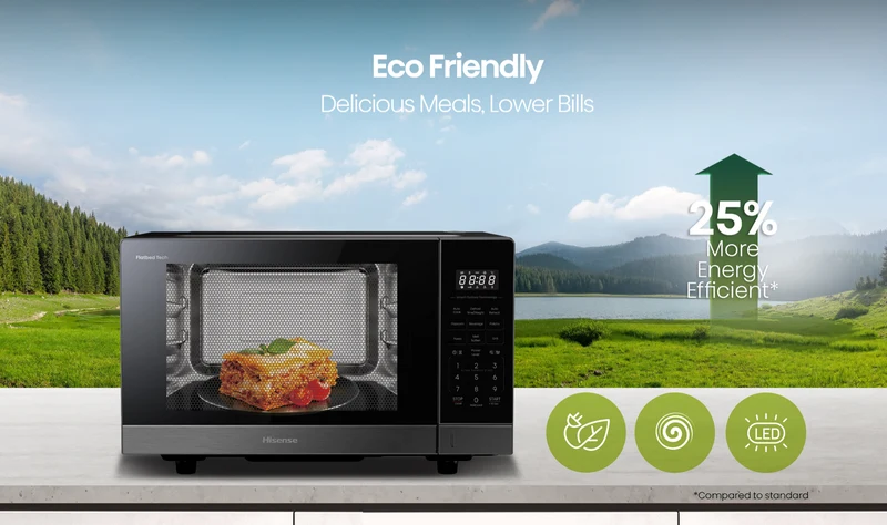 Hisense 30L 1000W Flatbed Microwave with Grill Function Dark Stainless