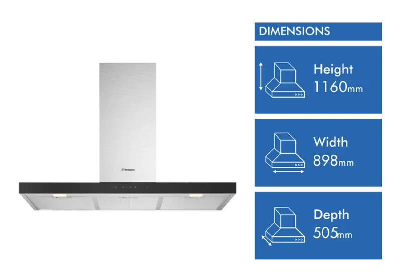 Westinghouse 90cm Canopy Rangehood, Stainless Steel