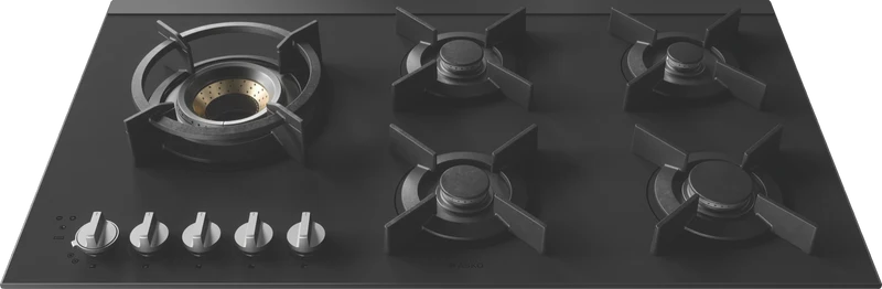 ASKO 90cm 5 Burner Gas on Glass Volcano Cooktop - Matte Black
