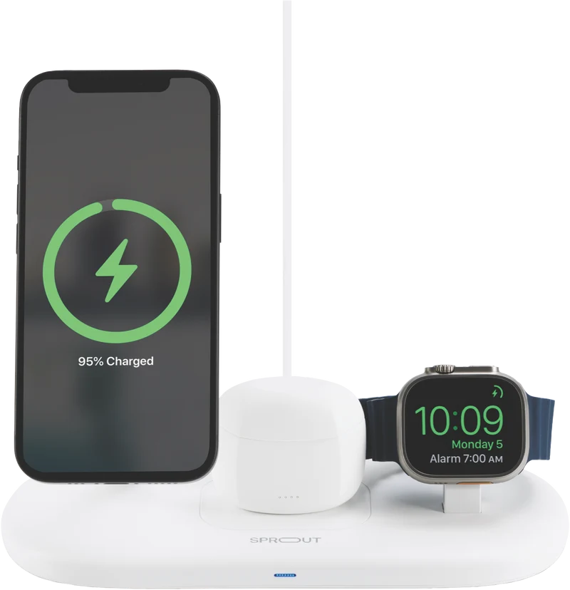 Sprout QI2 3-IN-1 Wireless Charger White