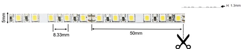 Ruban lumineux DEL étroit NTMN60 blanc 5 Mètres