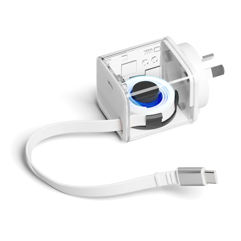 Cygnett Powerplus 30W Wall Charger with 80cm Retractable USB-C Cable Wall Charger