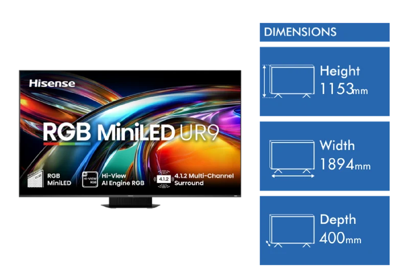 Hisense 85" UR9SAU RGB 4K MiniLED 180Hz TV 2026