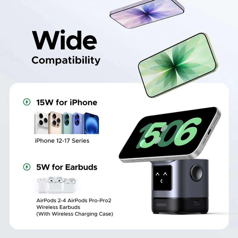 UGREEN UNO 2-in-1 Qi2 15W Wireless Charger