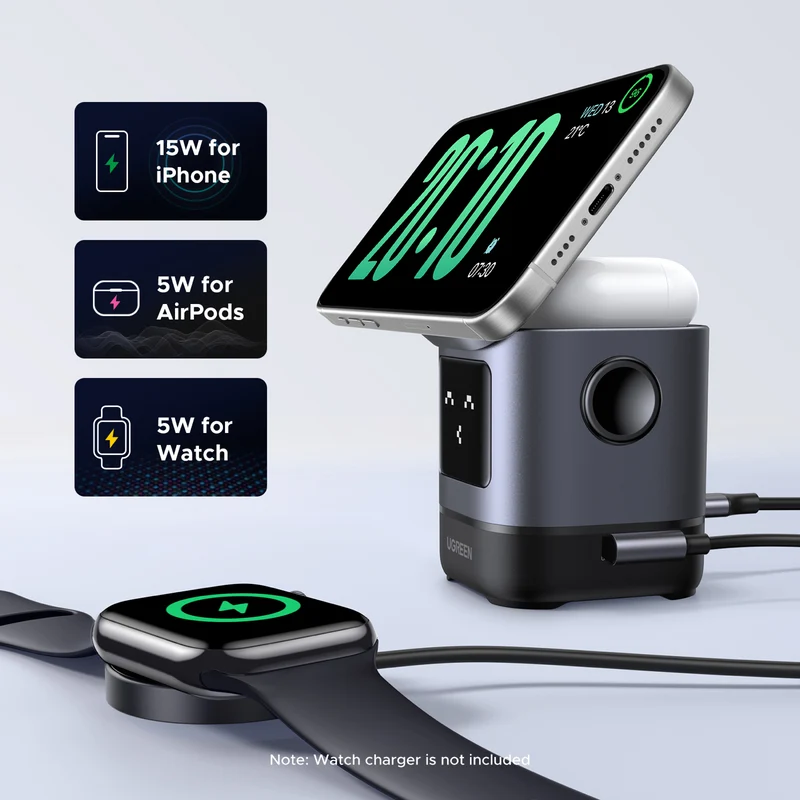 UGREEN UNO 2-in-1 Qi2 15W Wireless Charger