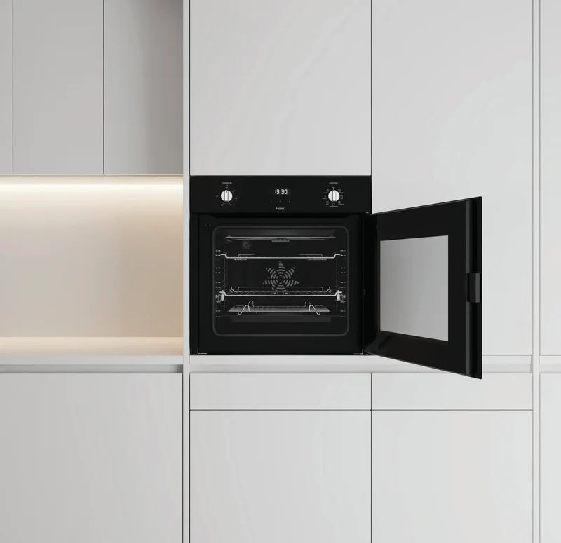 Haier 60cm Built In Oven 7 Function Side Opening Door Black