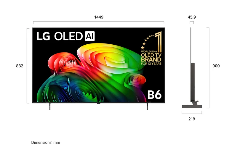 LG 65" OLED AI B6 4K Smart TV 2026
