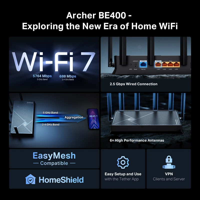 TP-LINK BE6500 Dual-Band Wi-Fi 7 Router