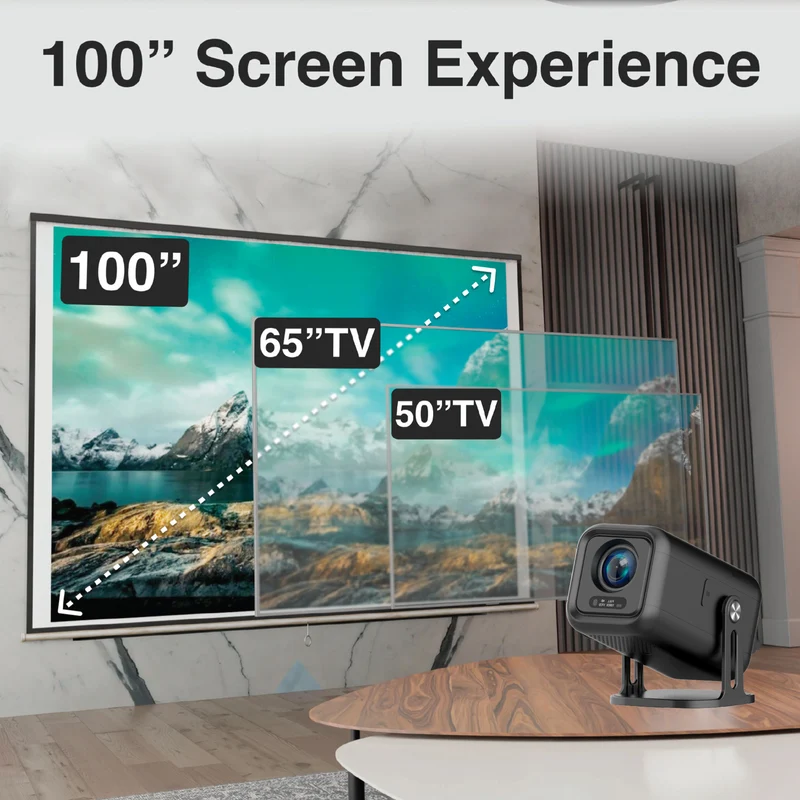 Laser 1080P Android 13 Smart Projector with auto focus Black