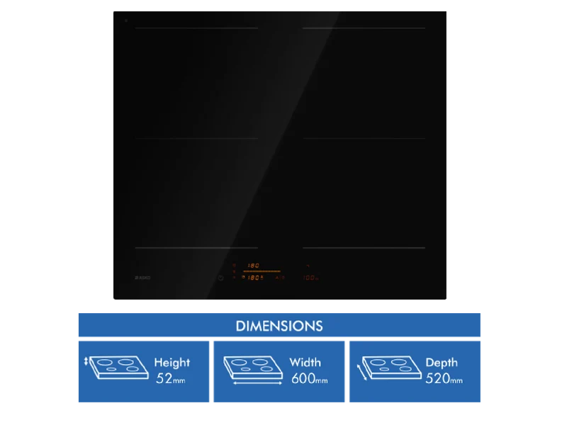 ASKO Series 5, 60cm 4 Zone Induction Cooktop, Black