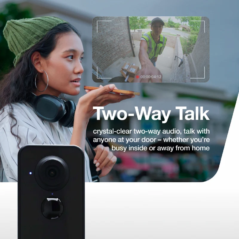Uniden 2K Fisheye Battery Doorbell & Chime