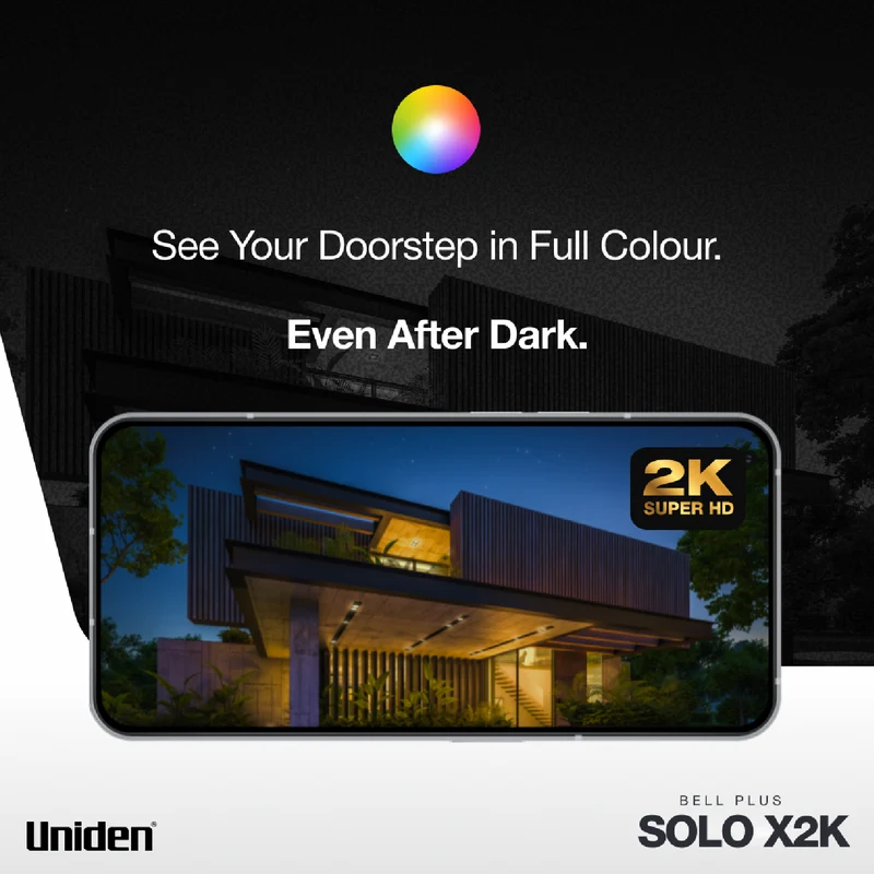 Uniden 2K Fisheye Battery Doorbell & Chime
