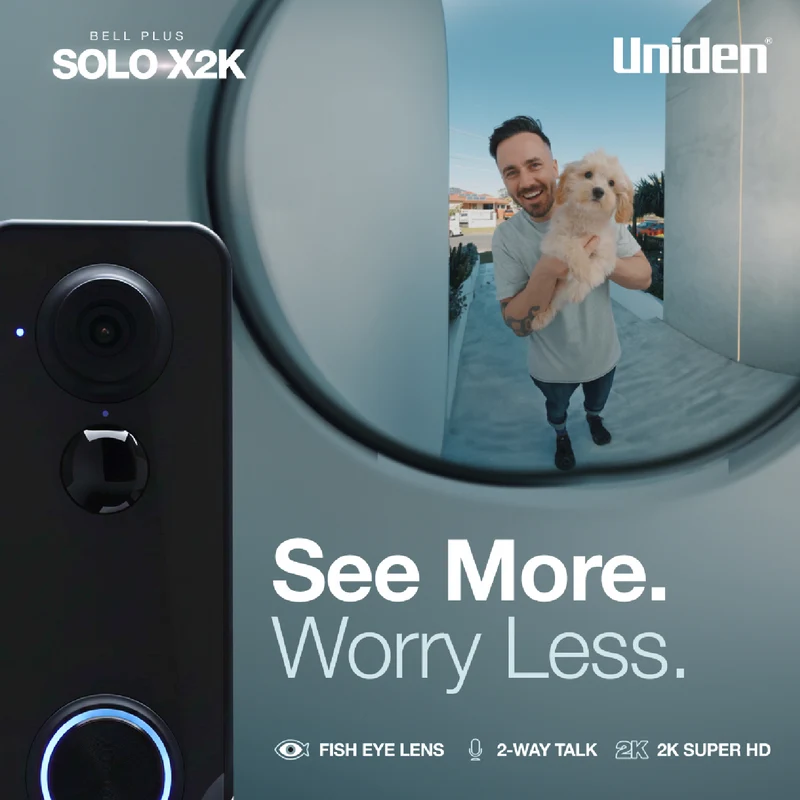Uniden 2K Fisheye Battery Doorbell & Chime