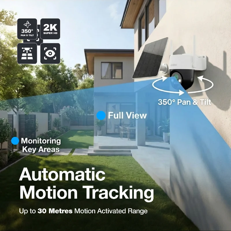 Uniden 2K Pan & Tilt Wireless Security Camera & Solar Panel