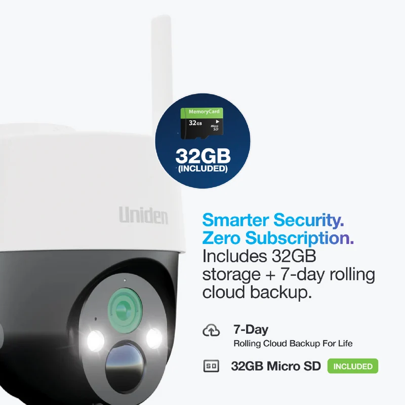 Uniden 2K Pan & Tilt Wireless Security Camera & Solar Panel