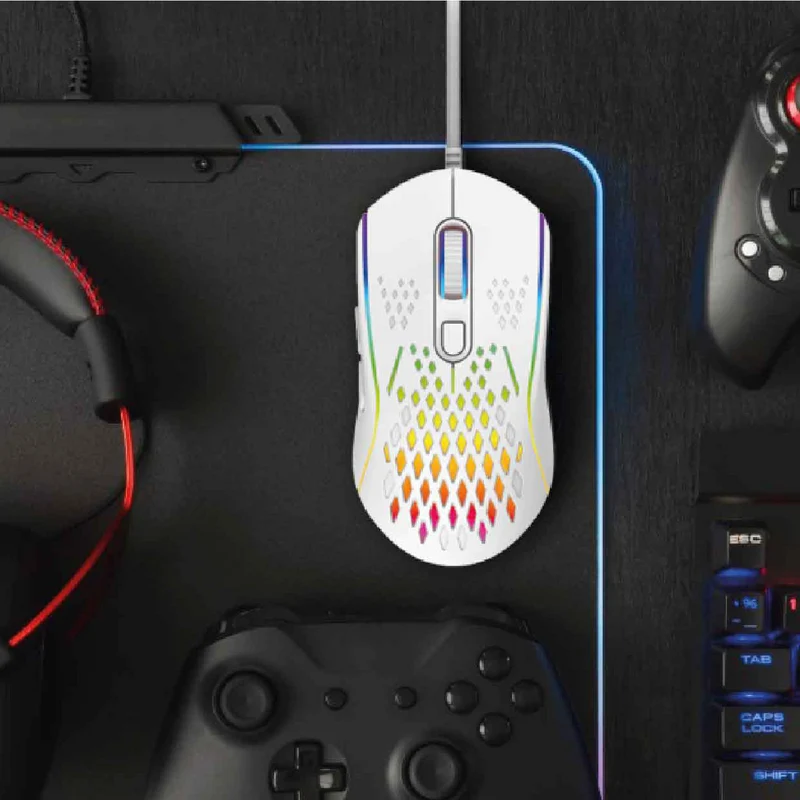 Laser Wired RGB Gaming Mouse (12800 DPI) - White