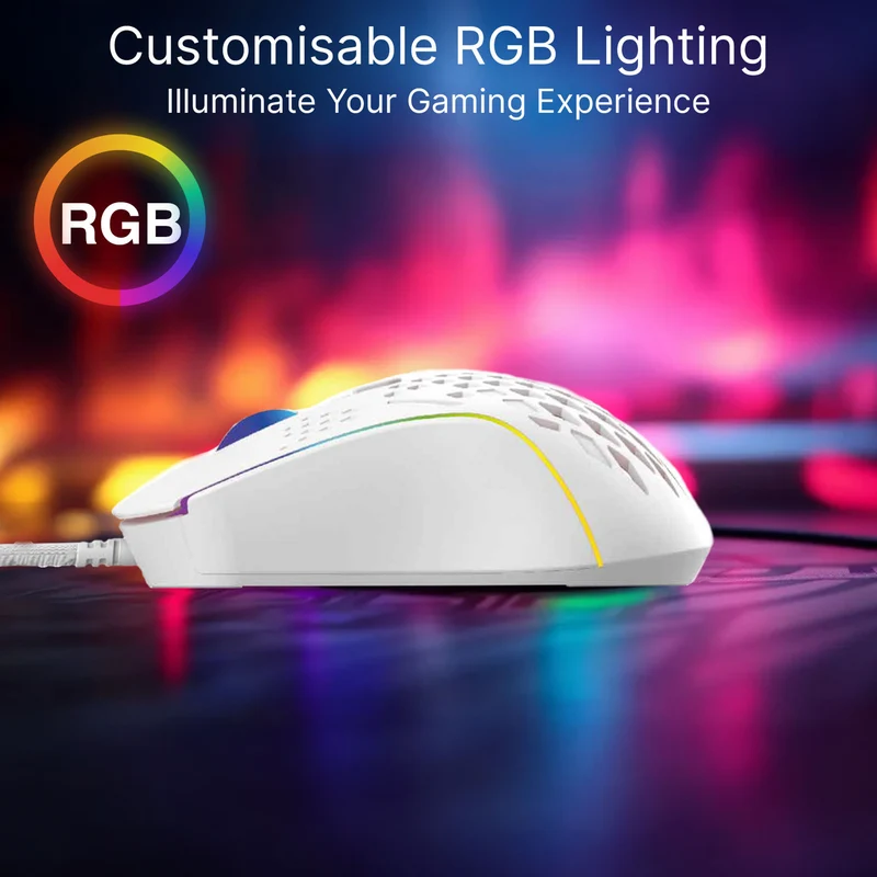 Laser Wired RGB Gaming Mouse (12800 DPI) - White