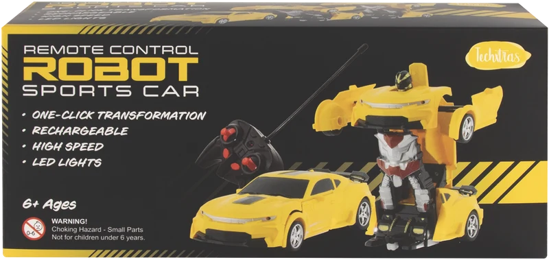 Techxtras Remote Control Transforming Robot Car (Yellow)