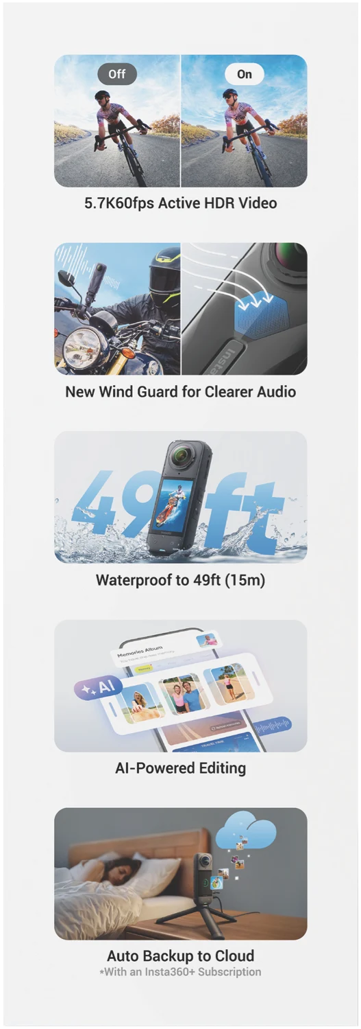 Insta360 X5 360 Camera Essentials Bundle