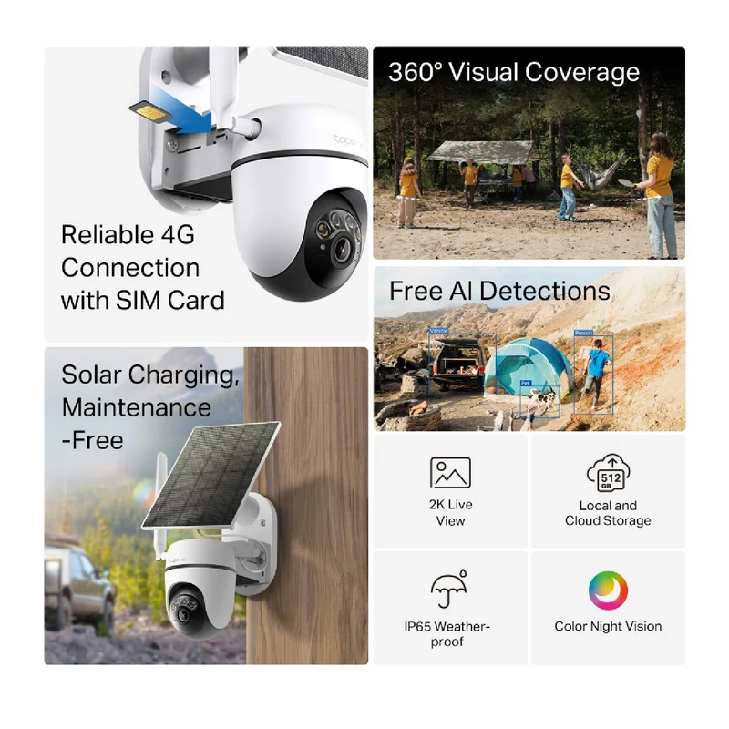 TP-LINK 2K Solar-Powered Pan/Tilt 4G LTE Security Camera