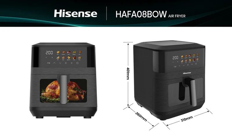Hisense 8 Litre Air Fryer With Window And Colour display