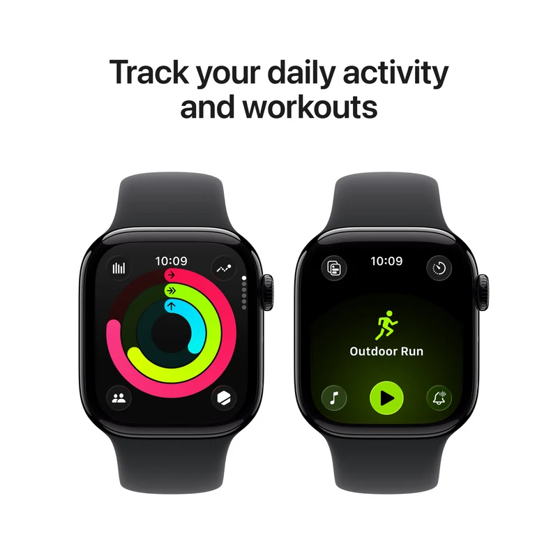 Apple Watch Series 11GPS42mmJet Black Aluminium Case - Black Sport Band M/L