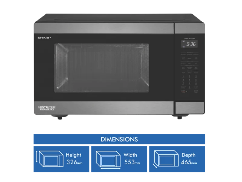 Sharp 36L 1000W Pro Airyfry Convection Microwave Black Stainless