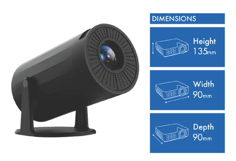 Laser Multi-Angle Tube Smart Android LED Projector Black 2025