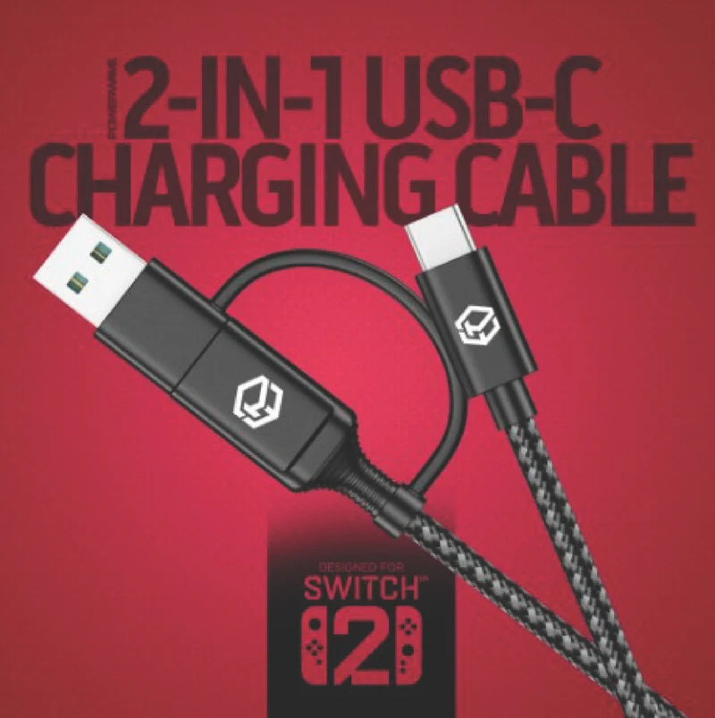 Powerwave Nintendo Switch 2 USB-C Charging Cable with USB-A Adapter (2M)