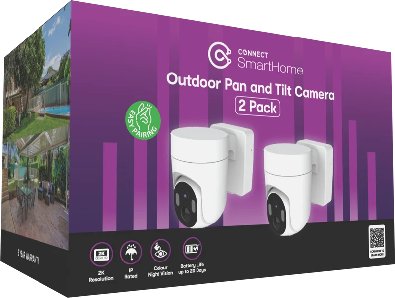 Connect SmartHome 2K Outdoor Pan & Tilt Camera 2 Pack