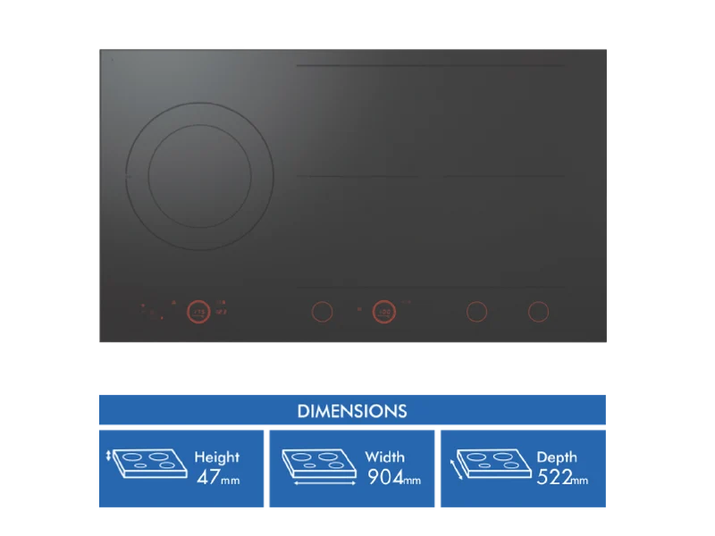 ASKO 90cm 5 Zone Celsius Induction Cooktop - Black