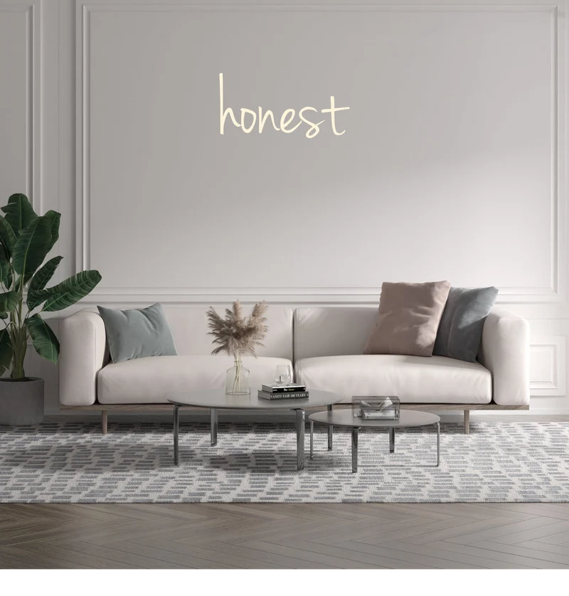Custom text: honest