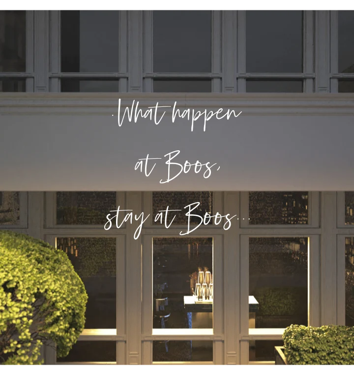 Custom text: .What happen at Boos, stay at Boos...