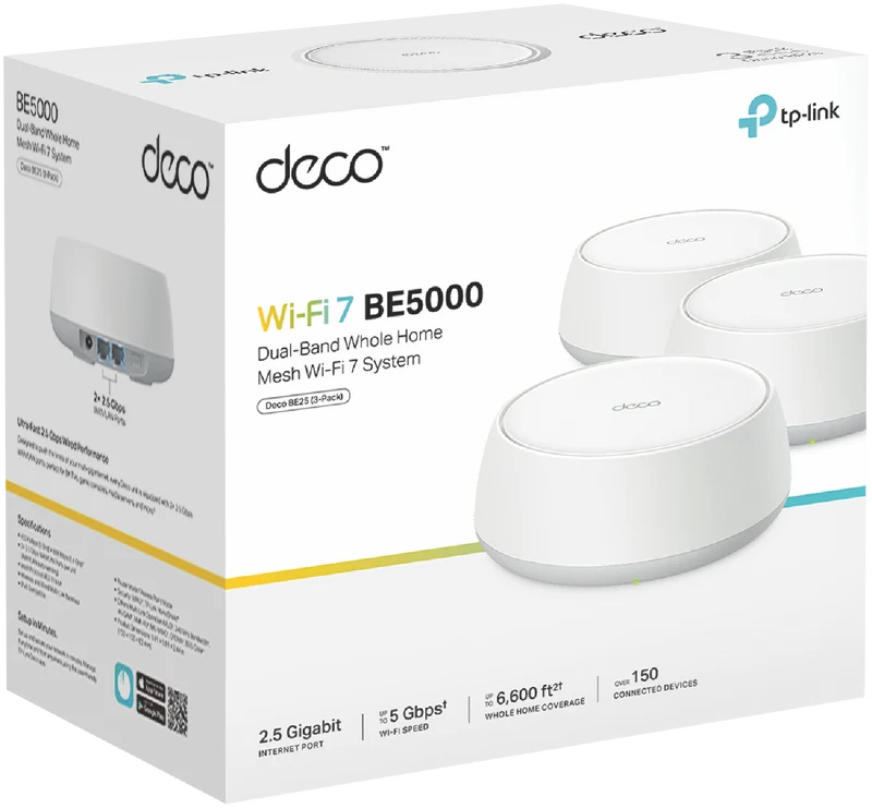 TP-LINK Deco BE5000 Whole Home Mesh Wi-Fi 7 System (3-pack)
