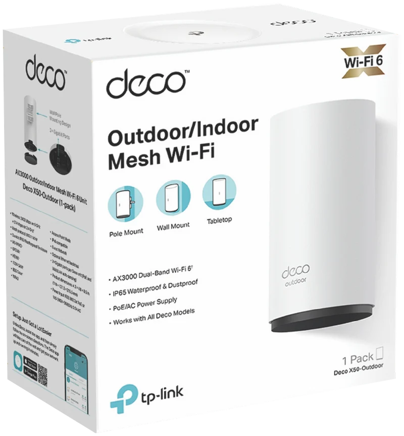 TP-LINK AX3000 Deco Outdoor / Indoor Whole Home Mesh WiFi 6 Unit