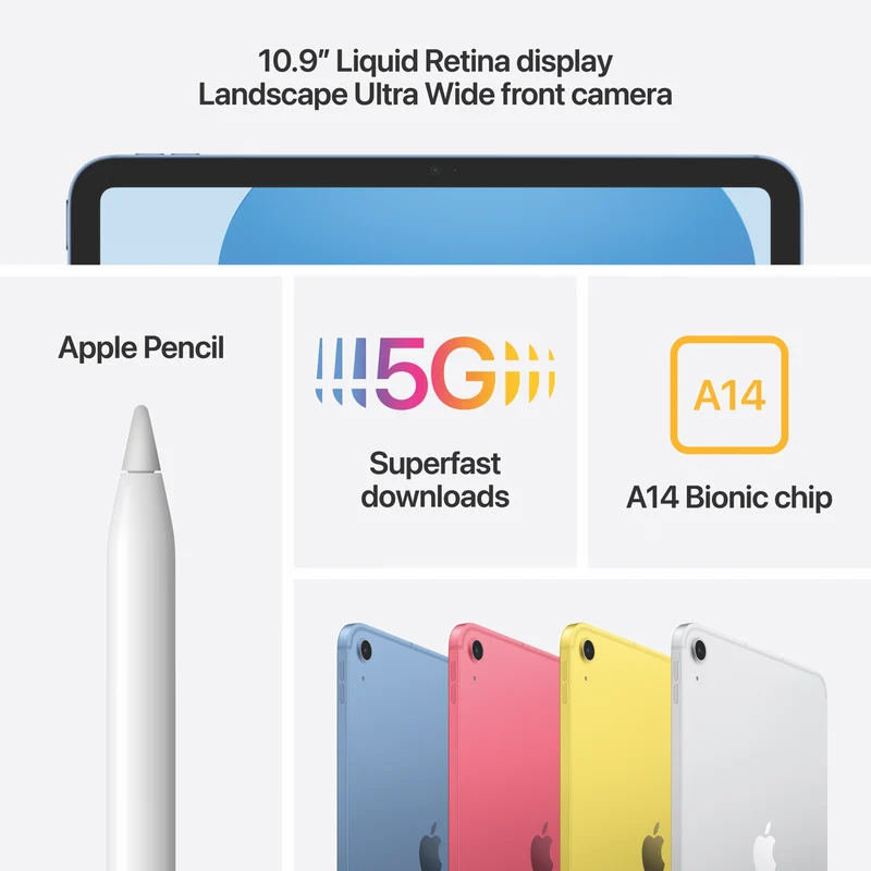 Apple iPad 10.9" (10th Gen) Wi-Fi+Cellular 64GB - Silver