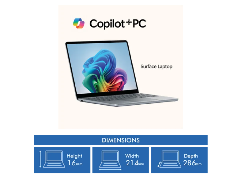 Microsoft Surface Laptop Copilot+ PC 13" Snapdragon X Plus 8 Core 16GB 512GB -Platinum
