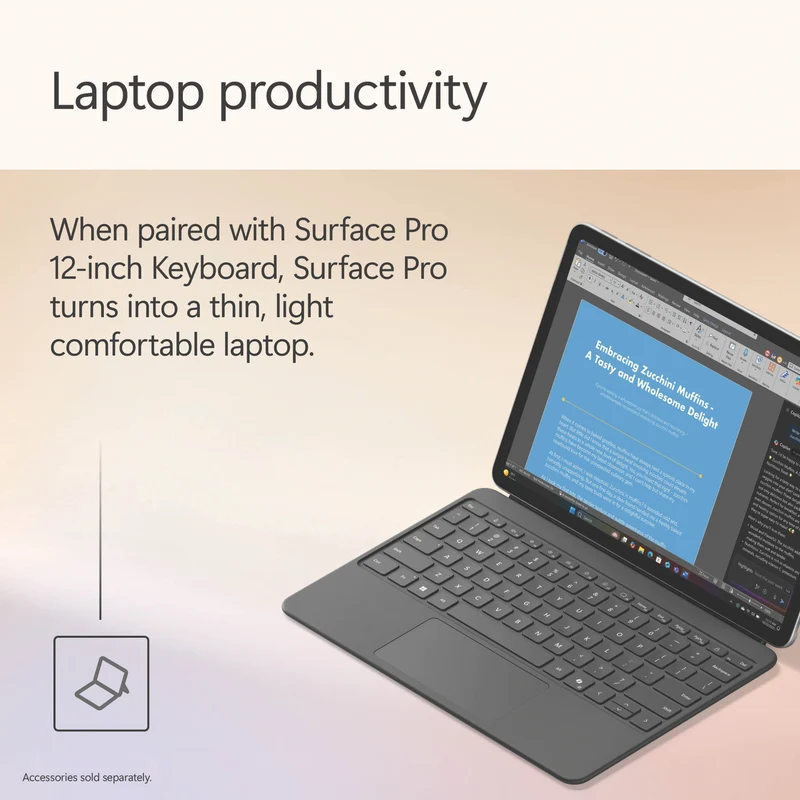 Microsoft Surface Pro Copilot+ PC 12" Snapdragon X Plus 8 Core 16GB 256GB -Platinum