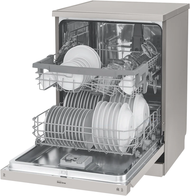 LG 60cm 14 Place QuadWash Freestanding Dishwasher, Platinum Steel