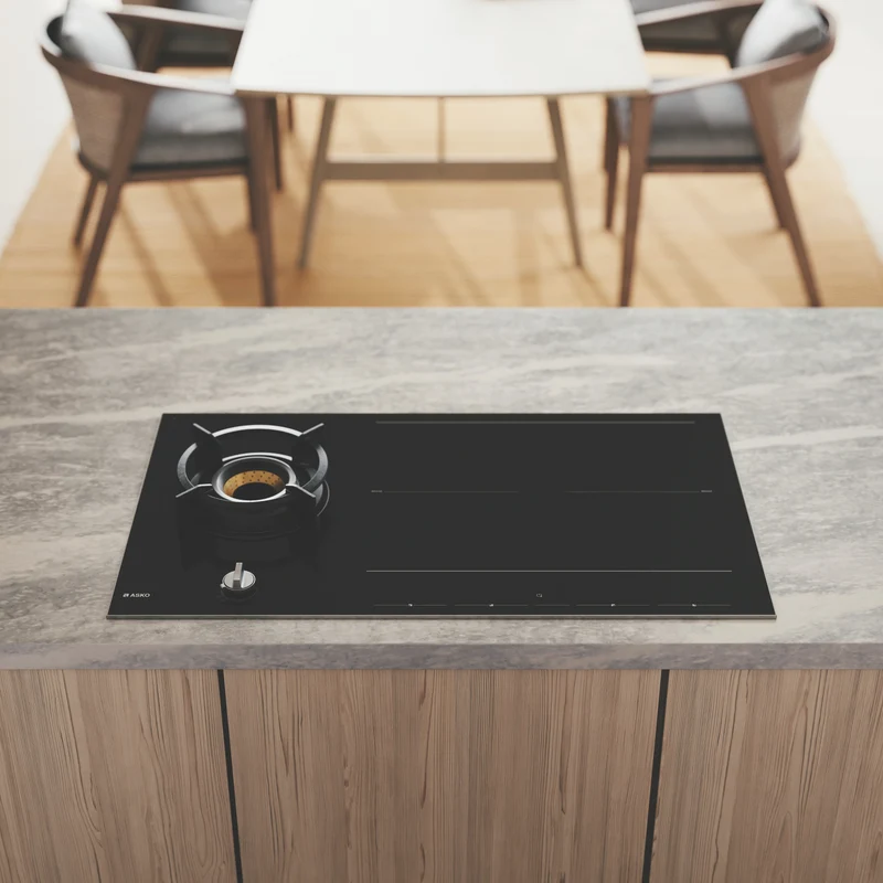ASKO 90cm Duo Fusion Combined Gas and Induction Cooktop - Black