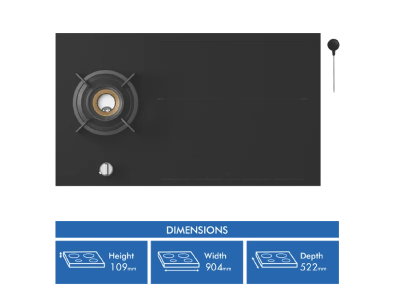 ASKO 90cm Duo Fusion Combined Gas and Induction Cooktop - Matte Black