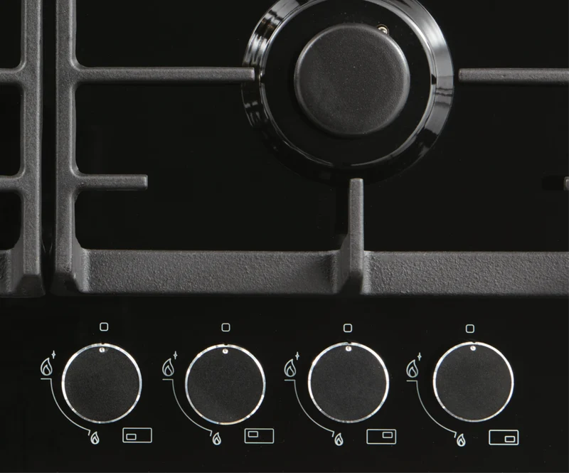 Technika 60cm Black Glass Gas Cooktop