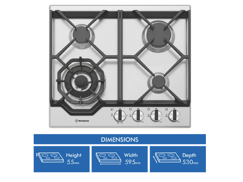 Westinghouse 60cm S/S Gas Cooktop