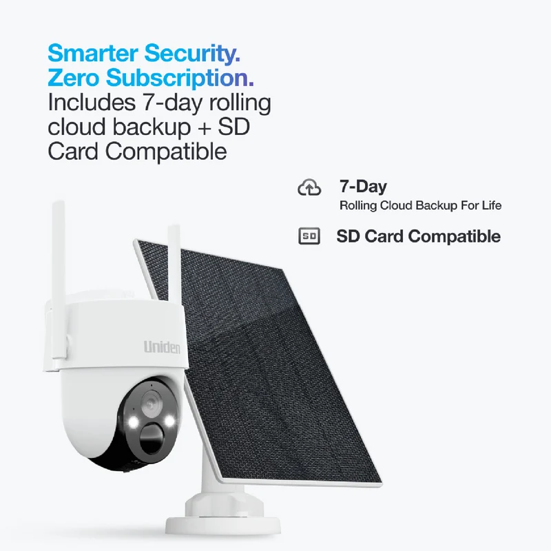 Uniden SoloX 2K Outdoor Pan & Tilt Solar Security Camera