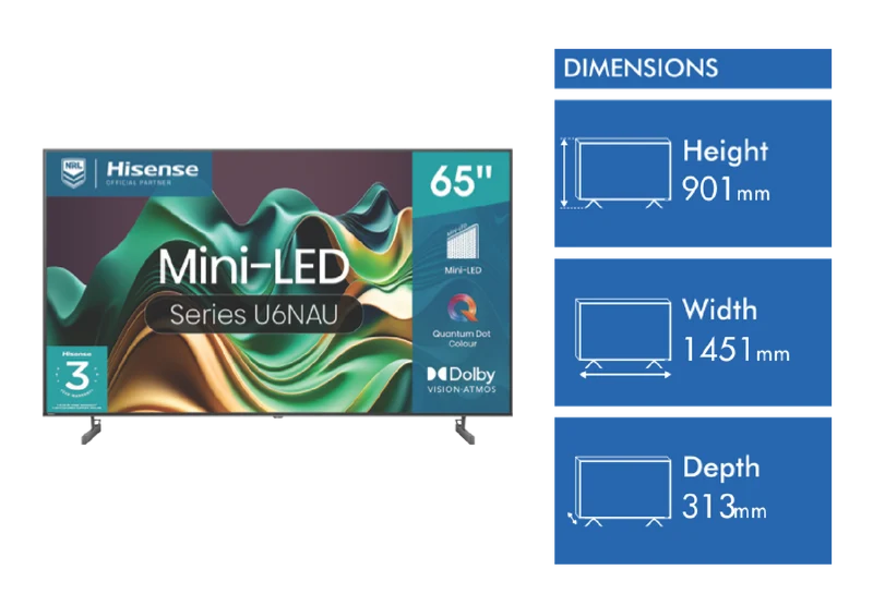 Hisense 65" U6NAU Mini-LED 4K QLED Smart TV 24
