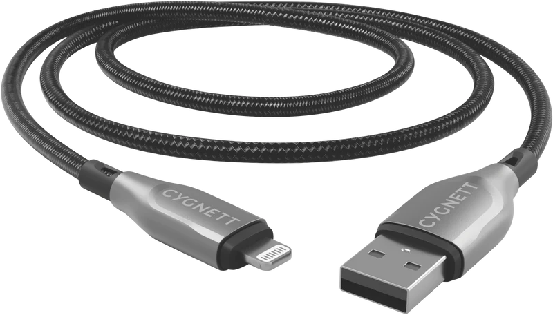 Cygnett USB 2.0 Armoured braided USB A Lightning 2m Black