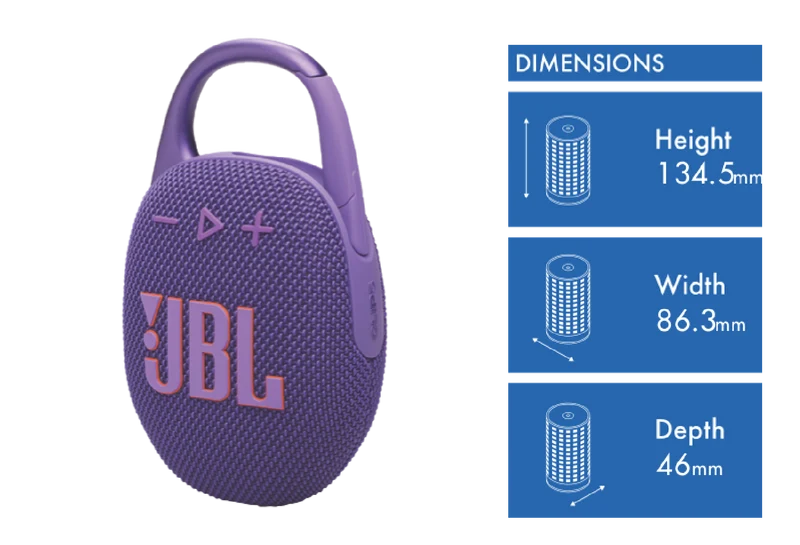 JBL Clip 5 Bluetooth Speaker - Purple