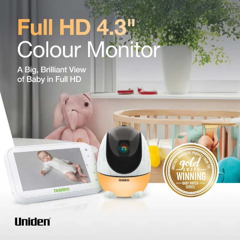 Uniden 4.3" Colour Display Pan & Tilt Baby Monitor