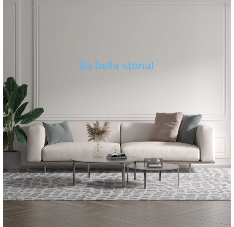 Custom text: (la bella storia)